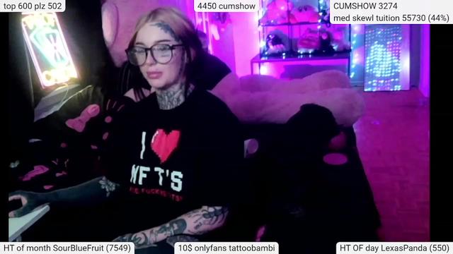 Gallery image thumbnail from Tattoobambi's myfreecams stream on, 03/12/2024, 06:08 image 17 of 20