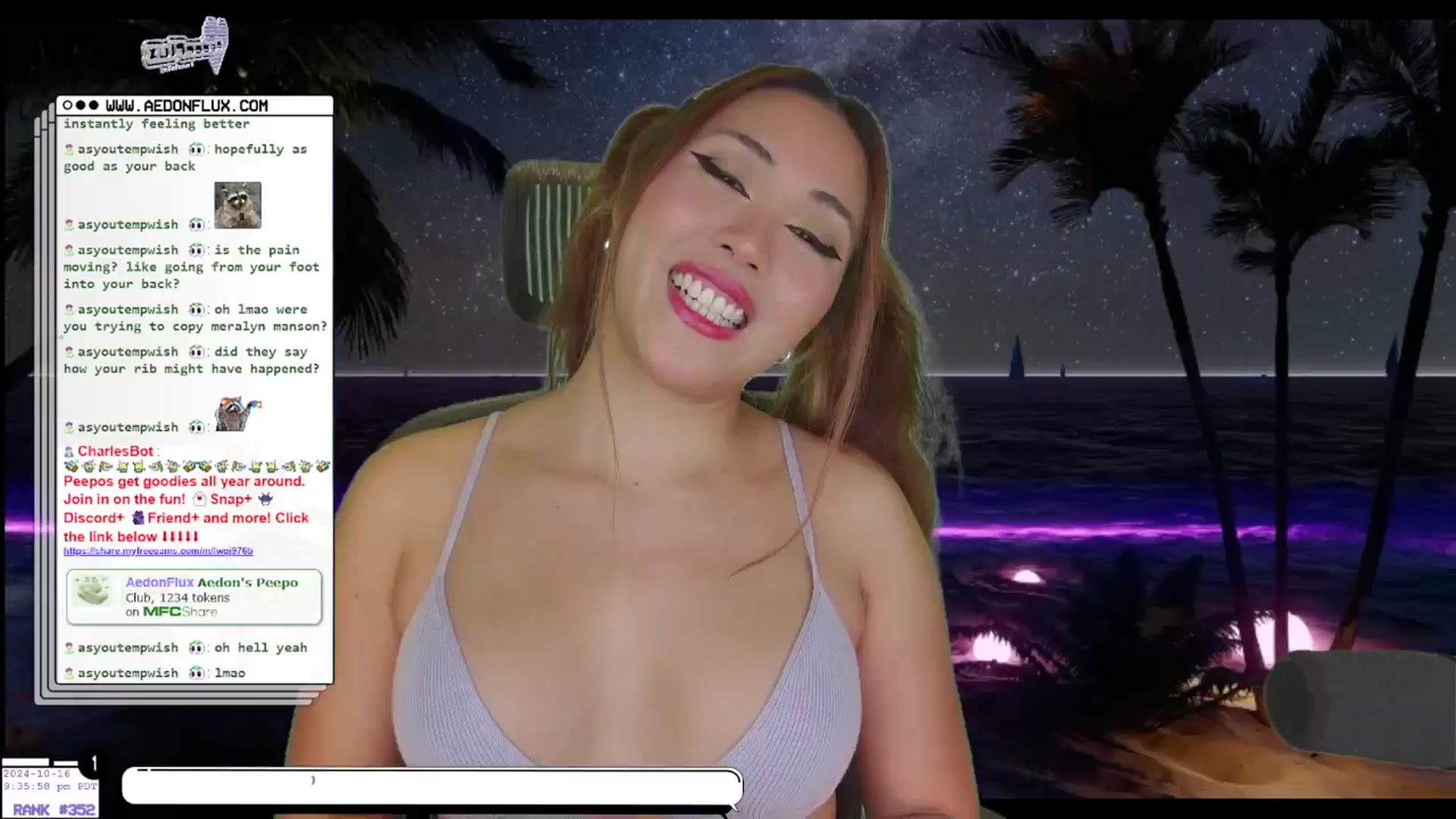 Gallery image thumbnail from AedonFlux's myfreecams stream on, 10/17/2024, 05:37 image 5 of 20