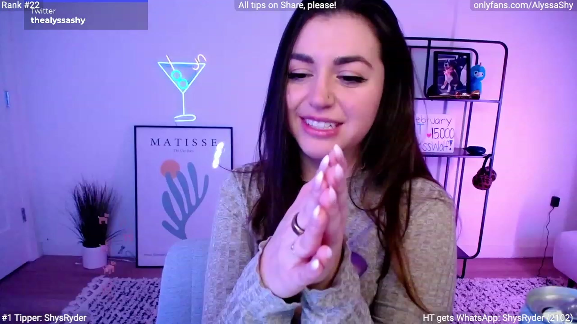 Gallery image thumbnail from AlyssaShy's myfreecams stream on, 02/18/2024, 04:16 image 18 of 20