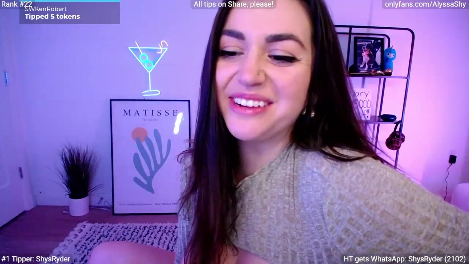 Gallery image thumbnail from AlyssaShy's myfreecams stream on, 02/18/2024, 05:45 image 6 of 20