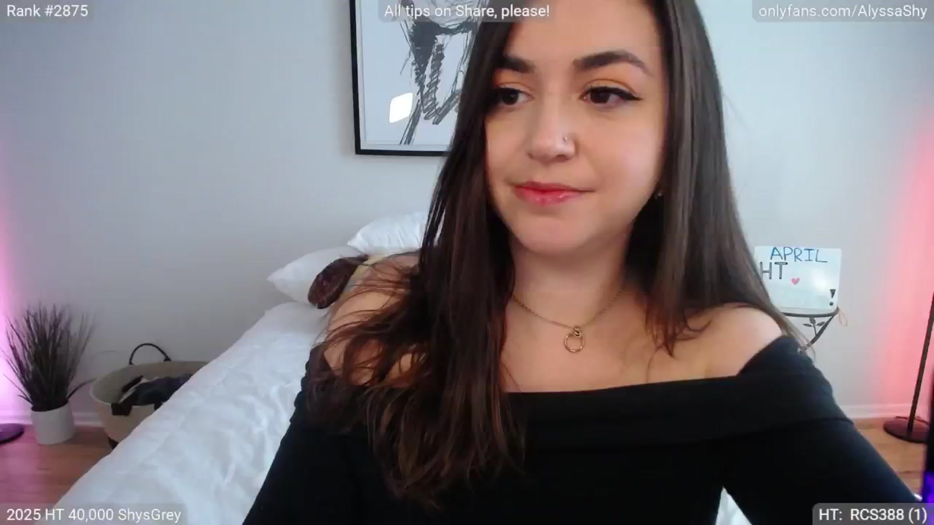 Gallery image thumbnail from AlyssaShy's myfreecams stream on, 04/01/2025, 23:43 image 1 of 20