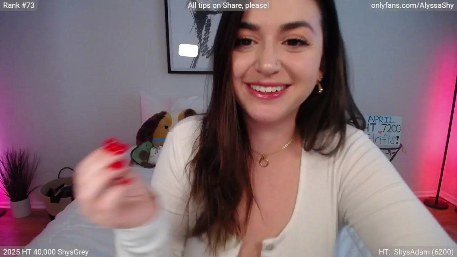 Gallery image thumbnail from AlyssaShy's myfreecams stream on, 04/02/2025, 20:41 image 1 of 20