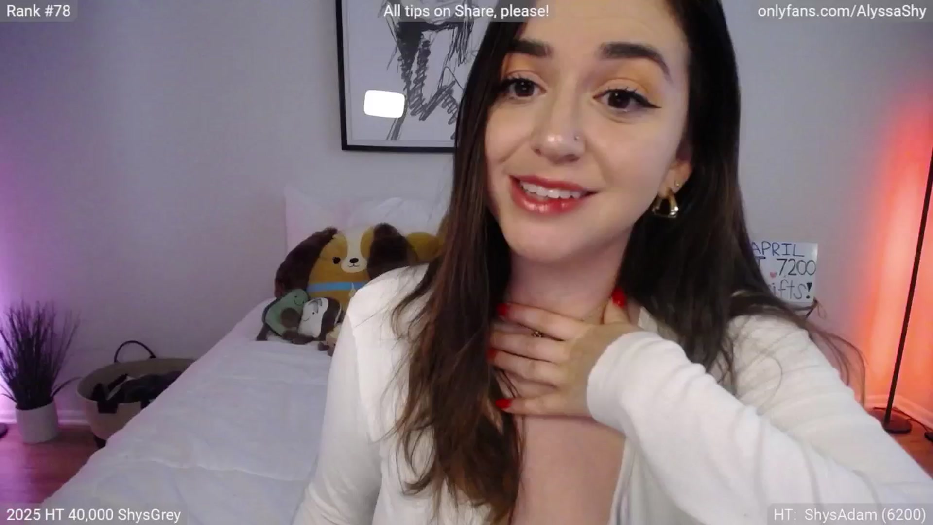 Gallery image thumbnail from AlyssaShy's myfreecams stream on, 04/02/2025, 21:11 image 13 of 20
