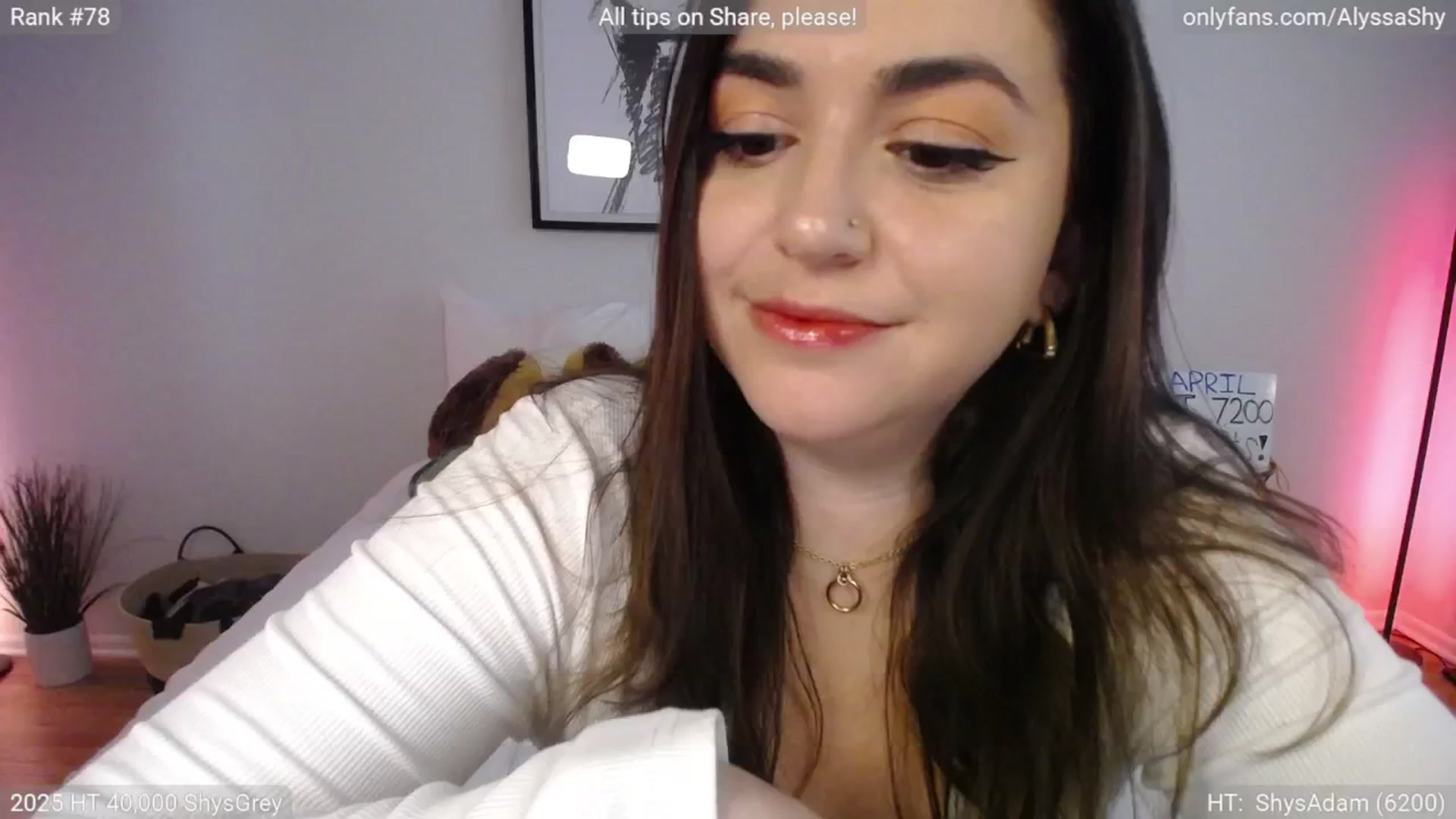 Gallery image thumbnail from AlyssaShy's myfreecams stream on, 04/02/2025, 21:11 image 5 of 20