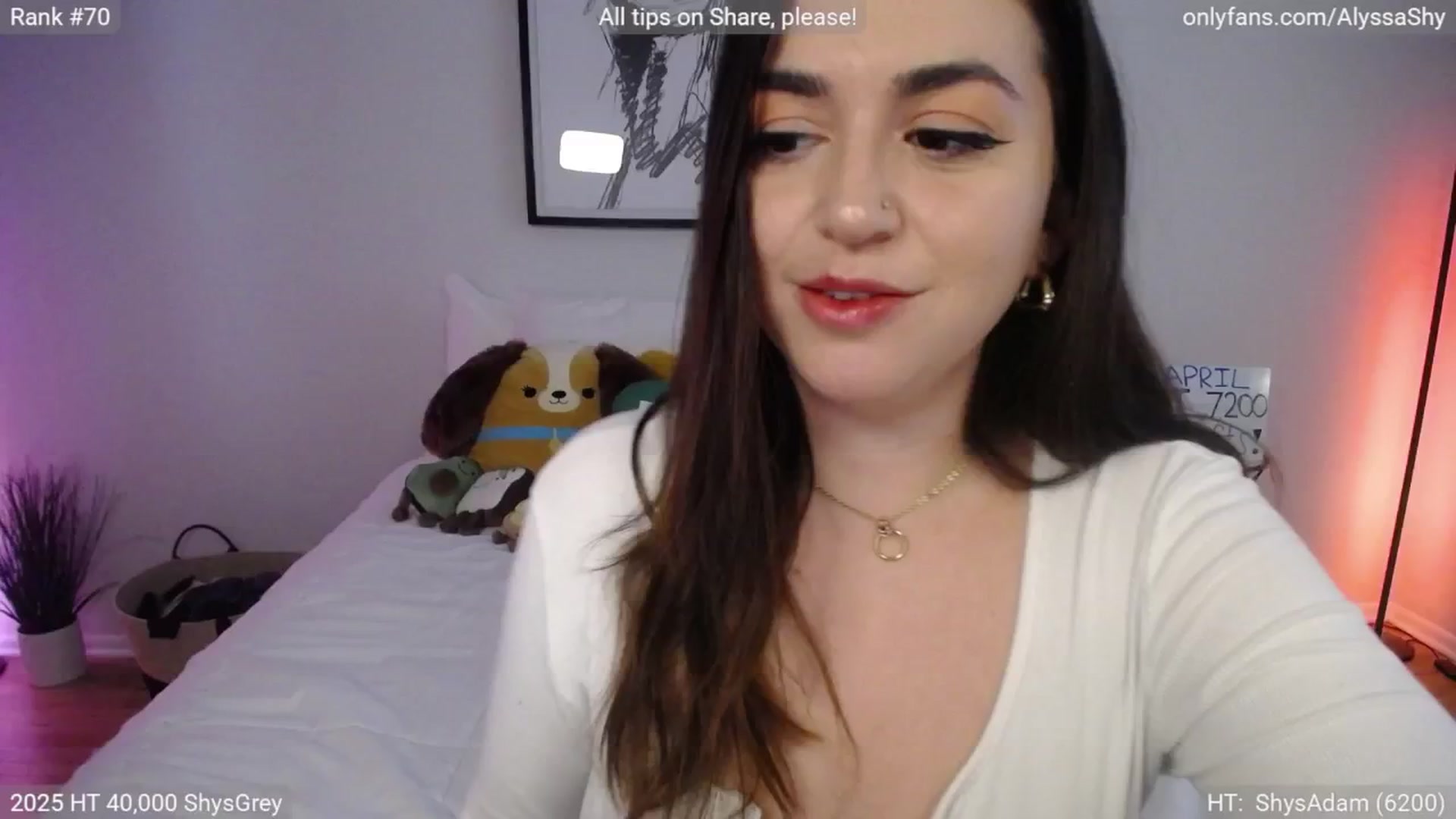 Gallery image thumbnail from AlyssaShy's myfreecams stream on, 04/02/2025, 22:32 image 4 of 20