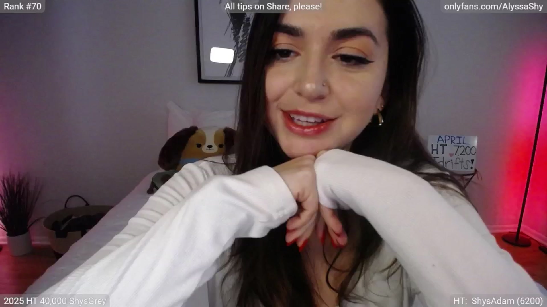 Gallery image thumbnail from AlyssaShy's myfreecams stream on, 04/02/2025, 22:32 image 6 of 20
