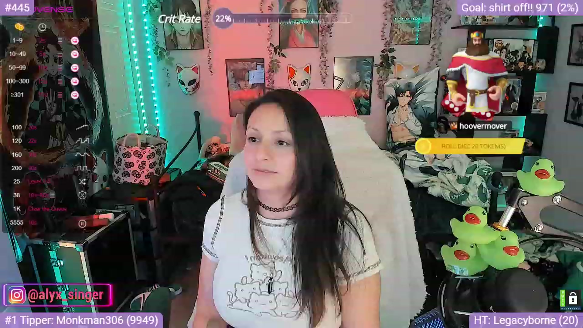 Gallery image thumbnail from Alyx_Singer's myfreecams stream on, 10/17/2023, 18:32 image 12 of 20