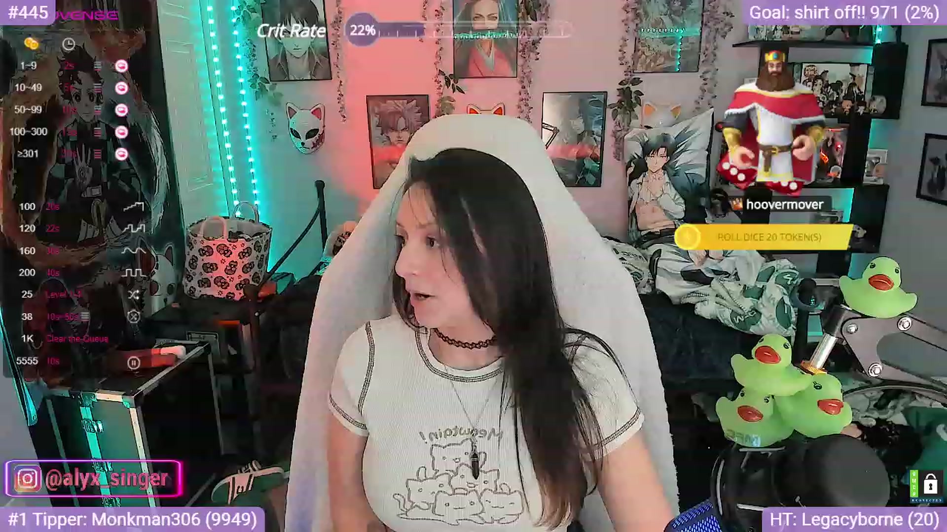 Gallery image thumbnail from Alyx_Singer's myfreecams stream on, 10/17/2023, 18:32 image 13 of 20