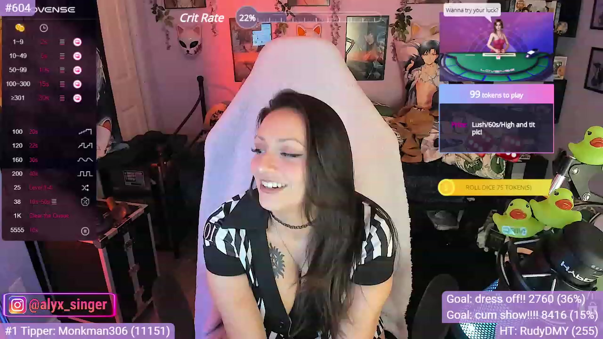Gallery image thumbnail from Alyx_Singer's myfreecams stream on, 10/27/2023, 20:48 image 20 of 20