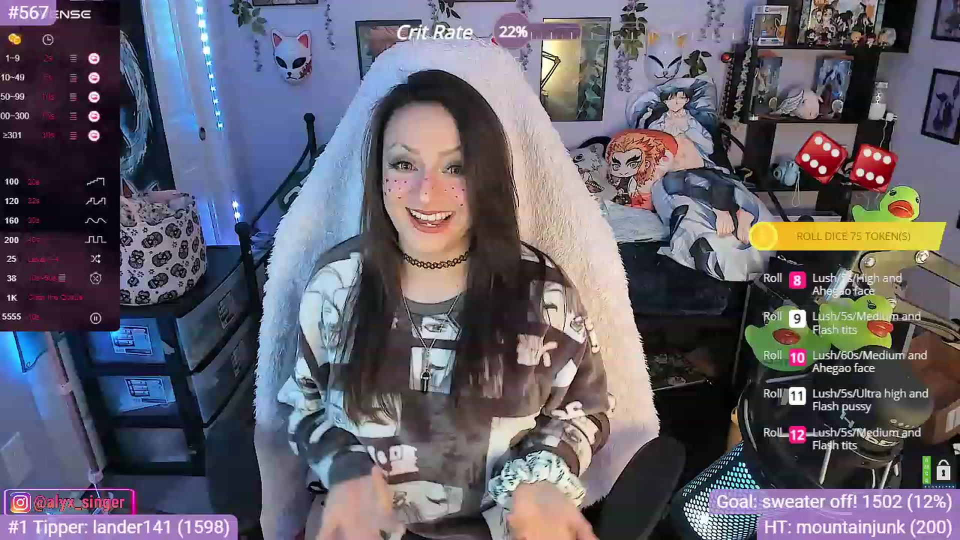 Gallery image thumbnail from Alyx_Singer's myfreecams stream on, 11/13/2023, 19:02 image 1 of 20