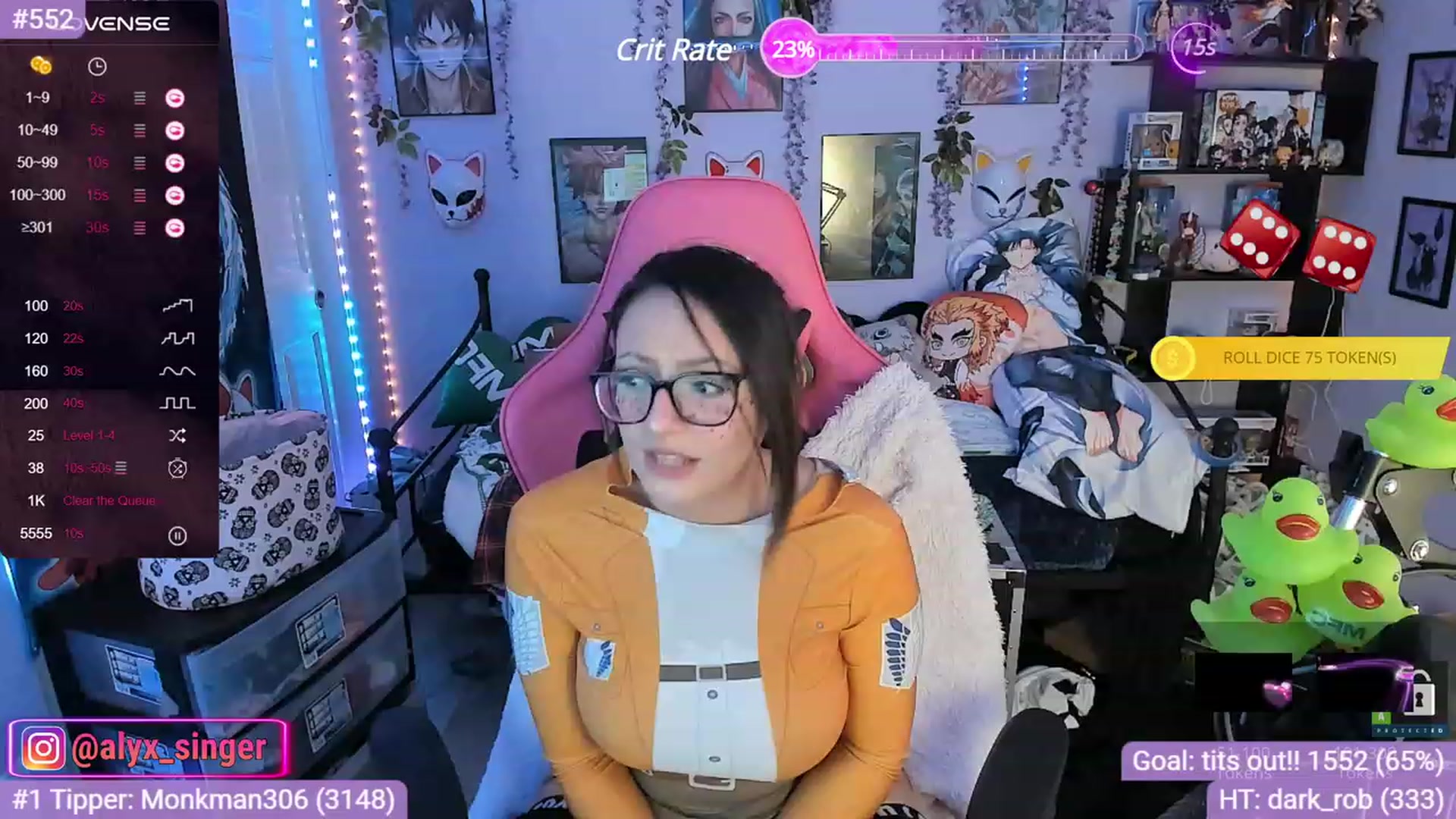 Gallery image thumbnail from Alyx_Singer's myfreecams stream on, 11/20/2023, 19:23 image 19 of 20
