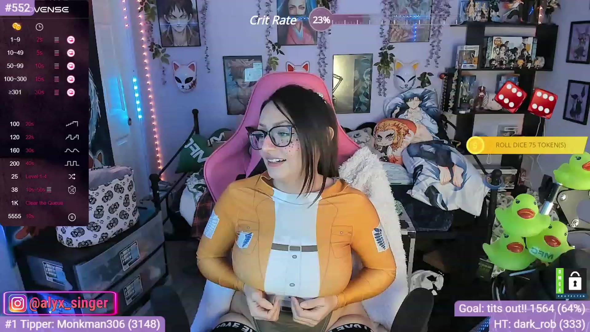 Gallery image thumbnail from Alyx_Singer's myfreecams stream on, 11/20/2023, 19:23 image 16 of 20