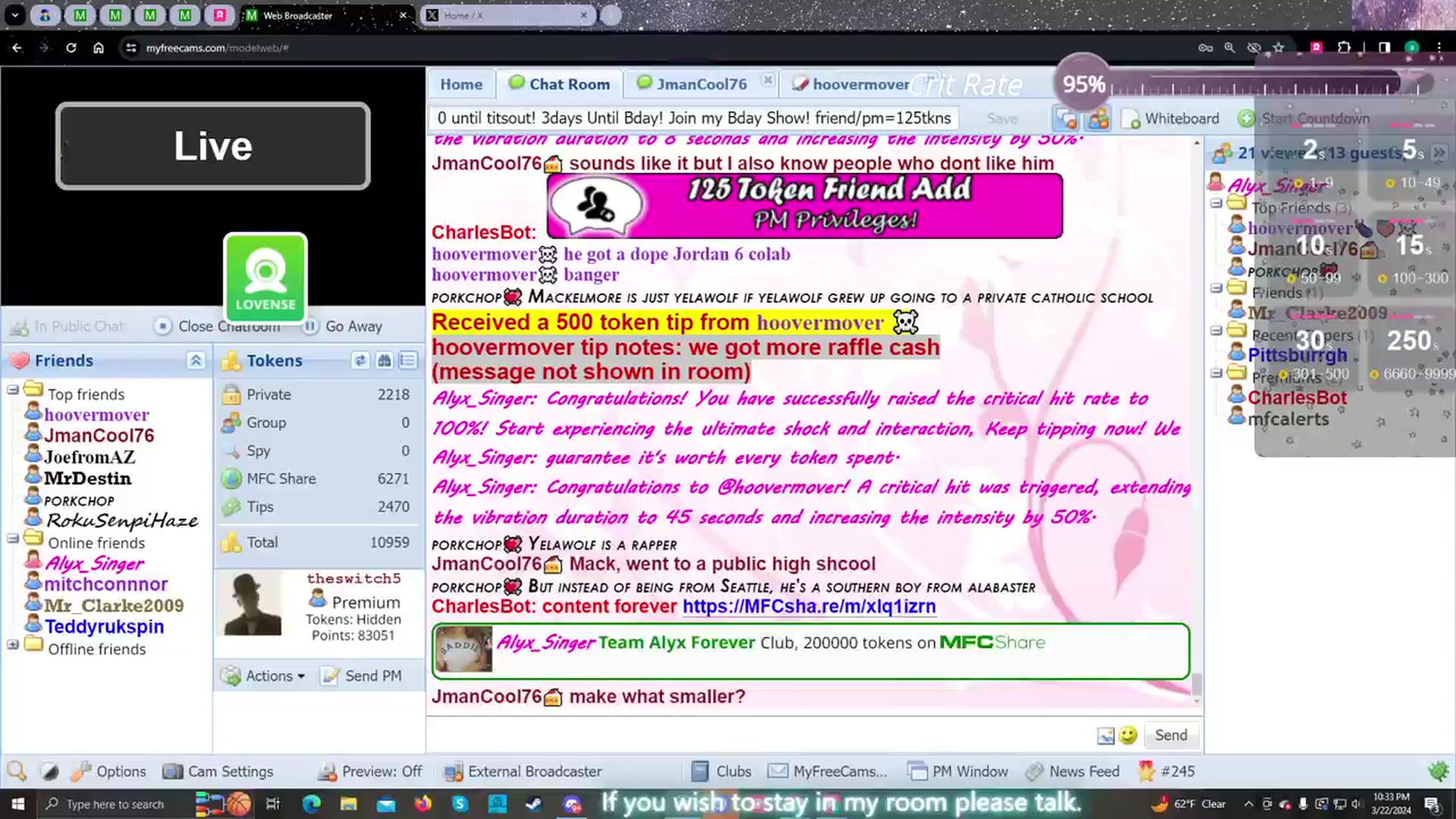 Gallery image thumbnail from Alyx_Singer's myfreecams stream on, 03/23/2024, 06:02 image 13 of 20