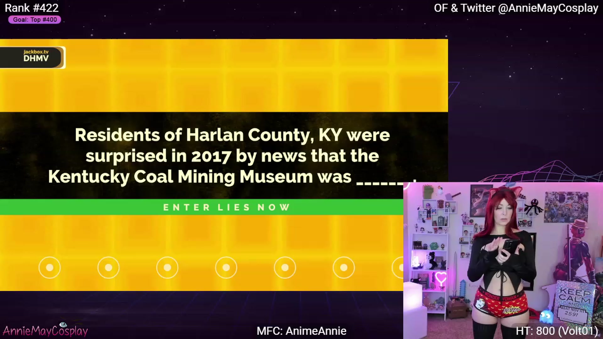 Gallery image thumbnail from AnimeAnnie's myfreecams stream on, 11/27/2022, 04:36 image 17 of 20