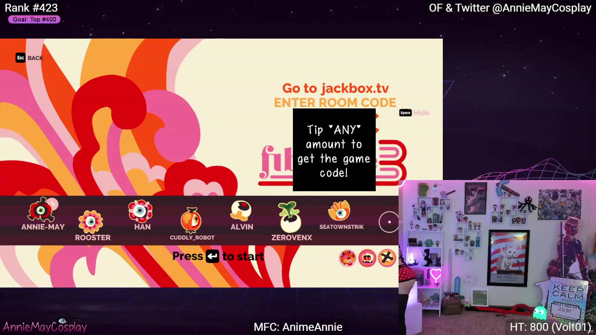 Gallery image thumbnail from AnimeAnnie's myfreecams stream on, 11/27/2022, 04:36 image 12 of 20