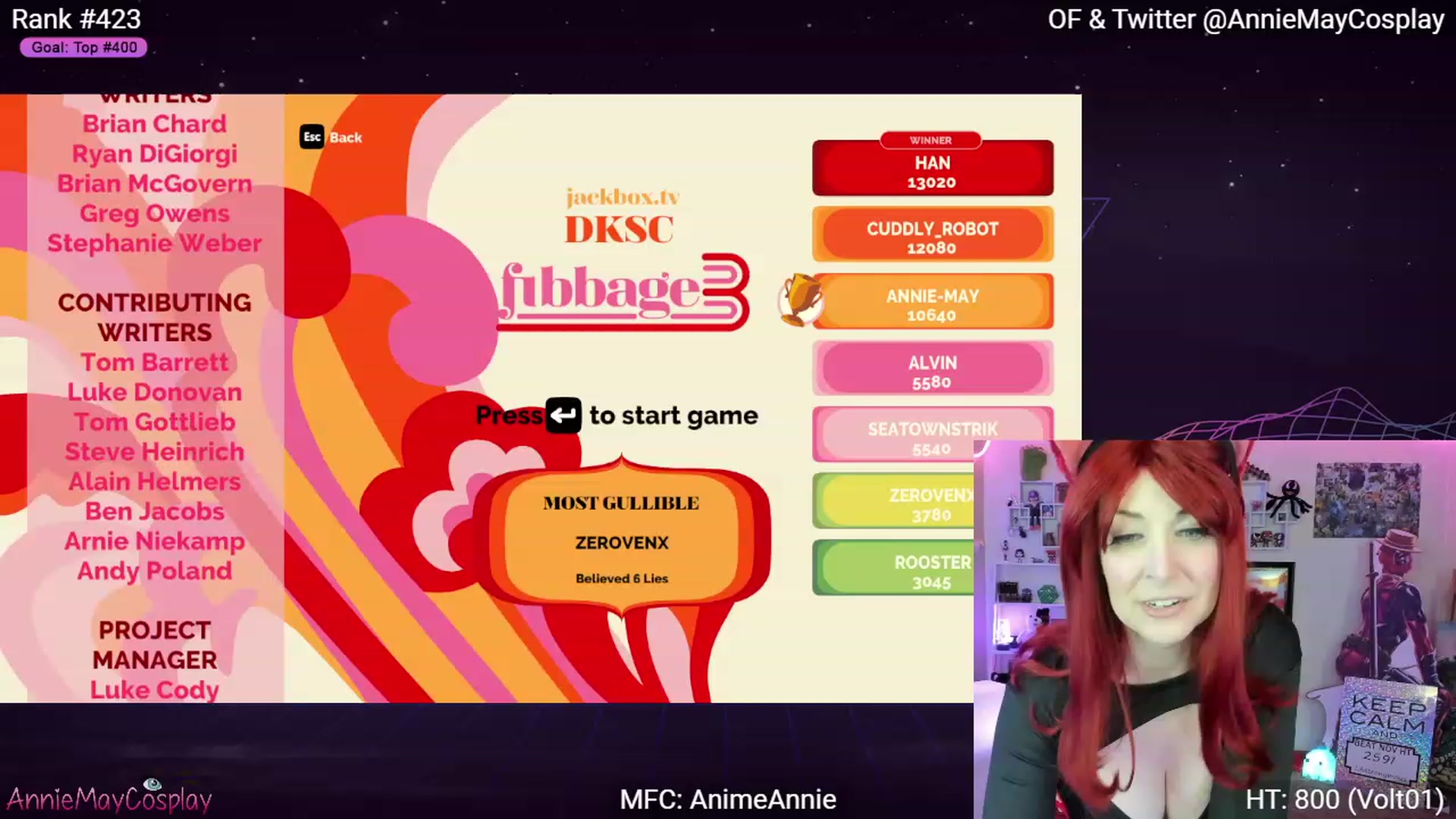 Gallery image thumbnail from AnimeAnnie's myfreecams stream on, 11/27/2022, 04:36 image 16 of 20