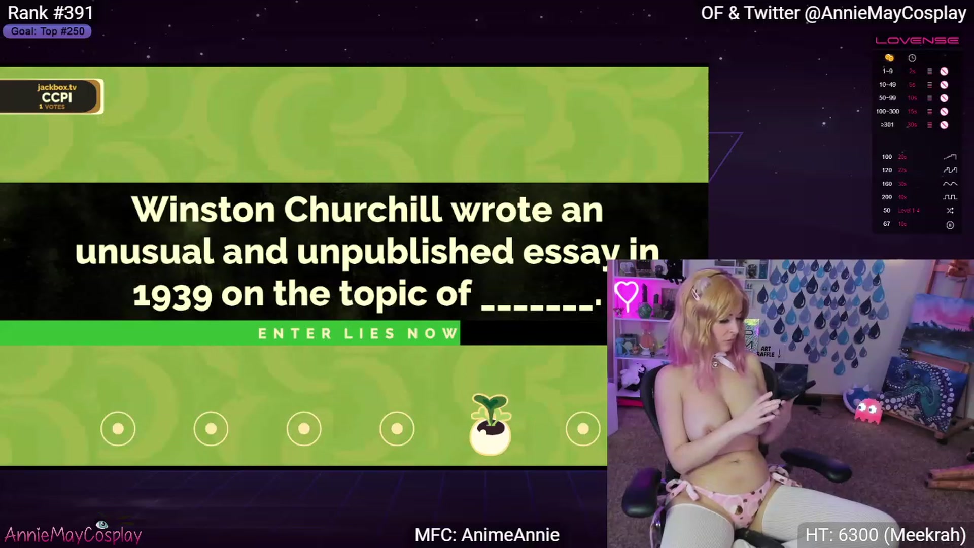 Gallery image thumbnail from AnimeAnnie's myfreecams stream on, 04/16/2023, 02:54 image 16 of 20