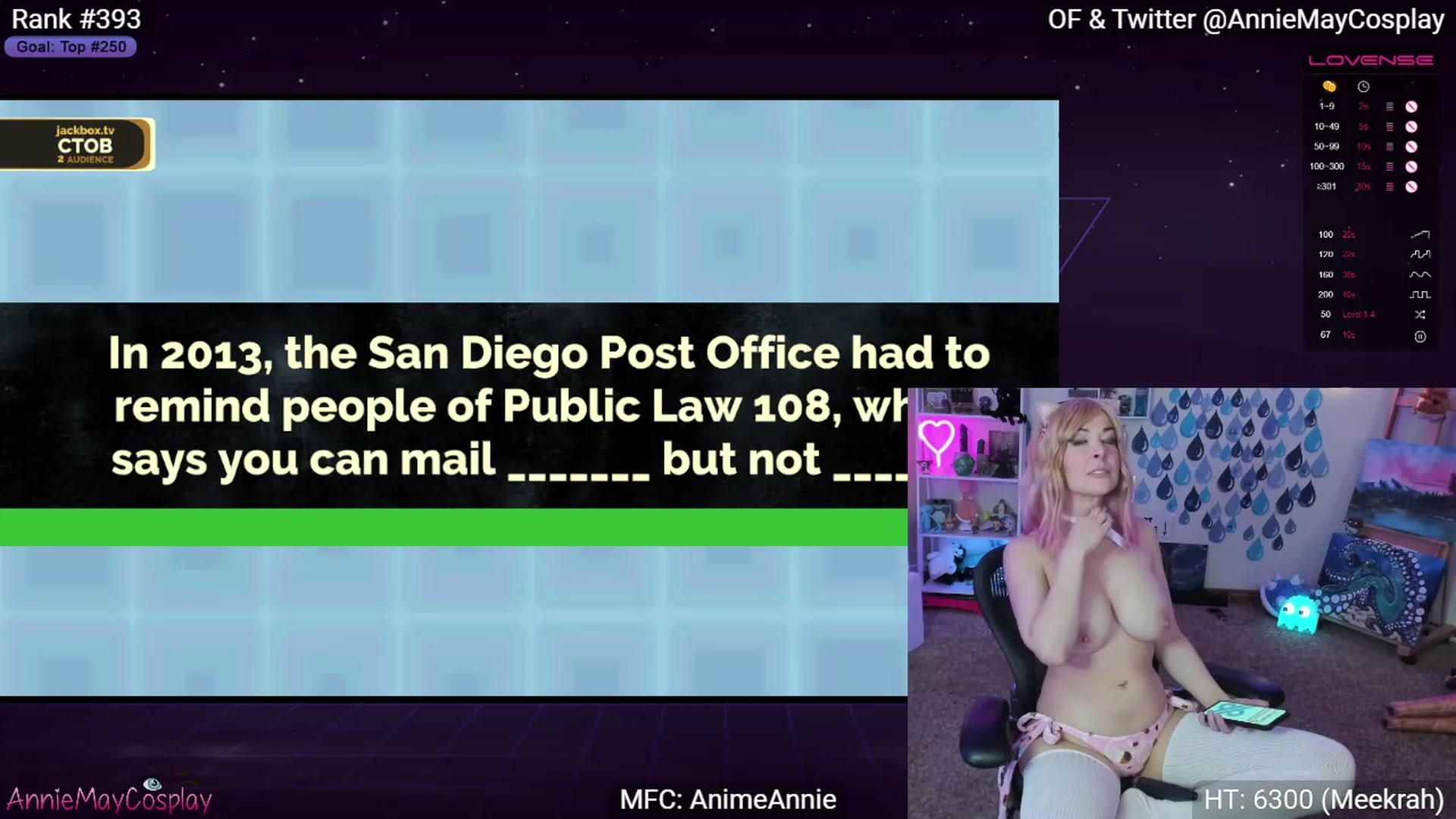 Gallery image thumbnail from AnimeAnnie's myfreecams stream on, 04/16/2023, 02:54 image 13 of 20