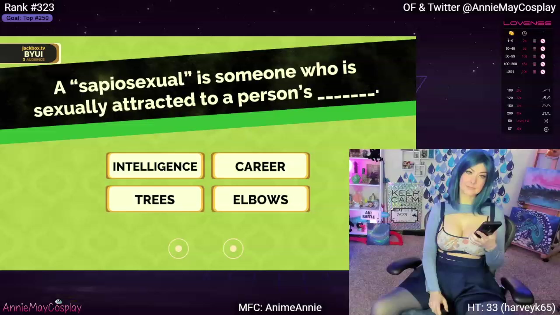 Gallery image thumbnail from AnimeAnnie's myfreecams stream on, 04/20/2023, 01:59 image 5 of 20
