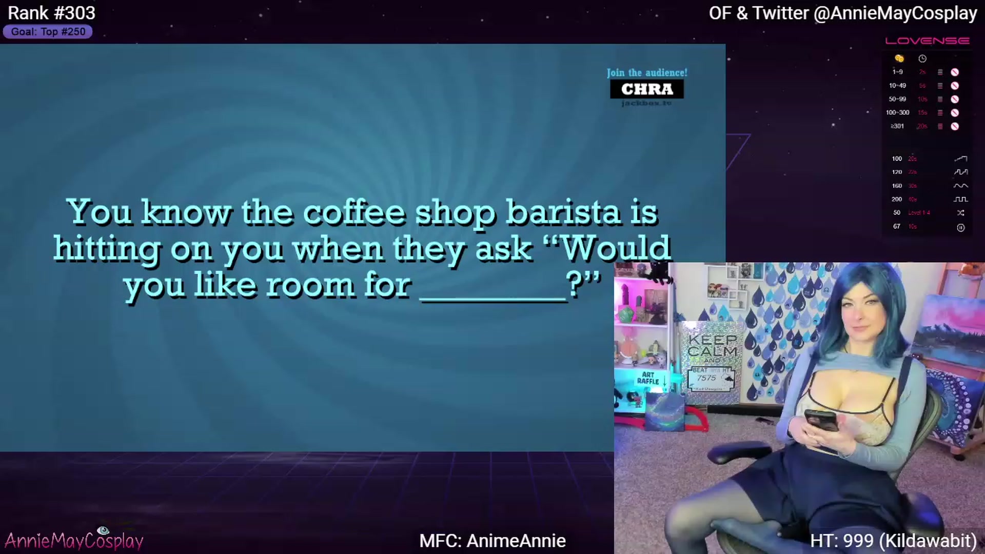 Gallery image thumbnail from AnimeAnnie's myfreecams stream on, 04/20/2023, 01:59 image 8 of 20