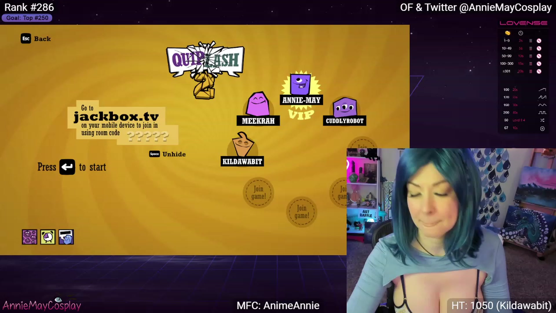Gallery image thumbnail from AnimeAnnie's myfreecams stream on, 04/20/2023, 01:59 image 12 of 20
