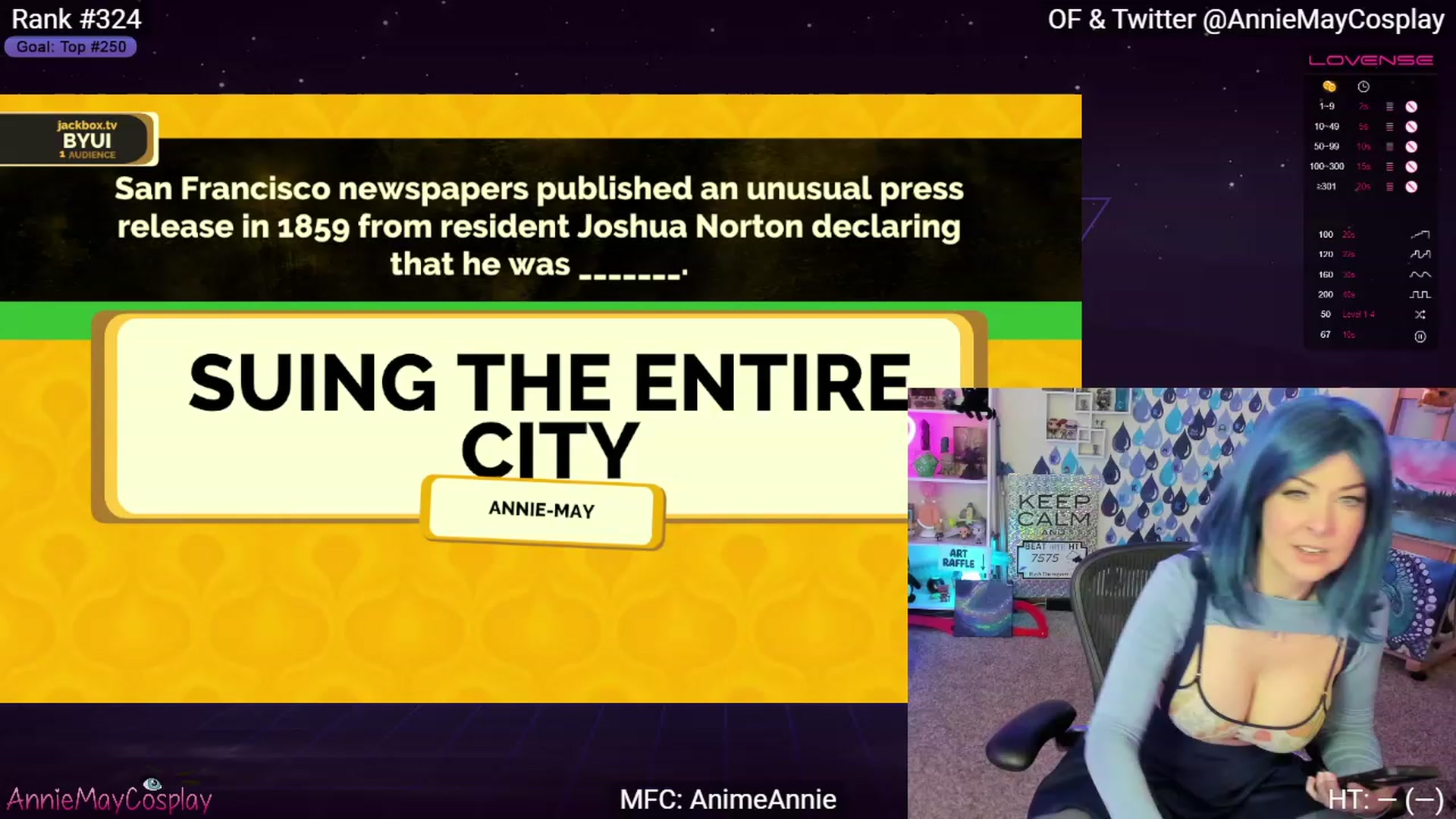Gallery image thumbnail from AnimeAnnie's myfreecams stream on, 04/20/2023, 01:59 image 4 of 20