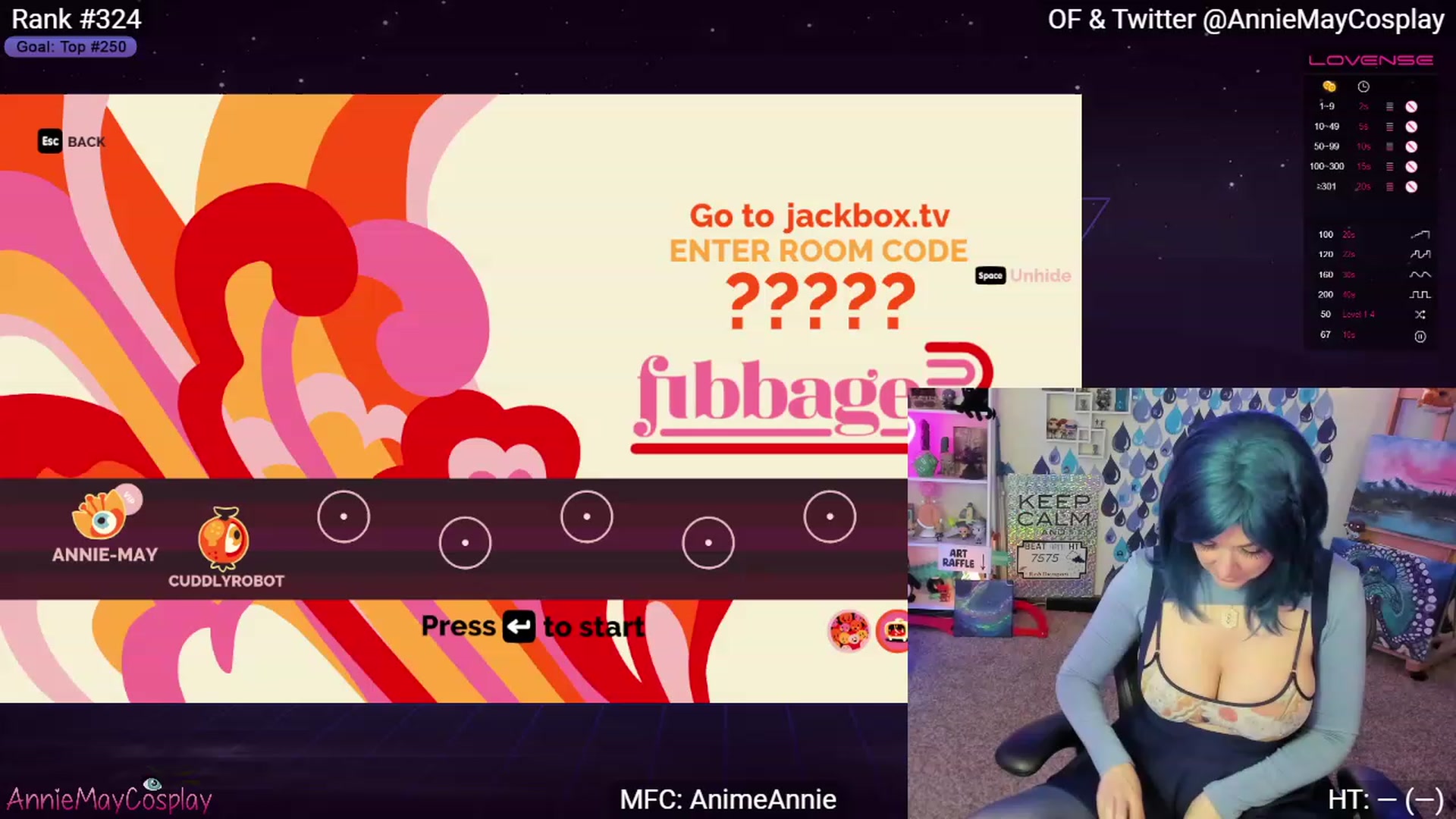 Gallery image thumbnail from AnimeAnnie's myfreecams stream on, 04/20/2023, 01:59 image 3 of 20