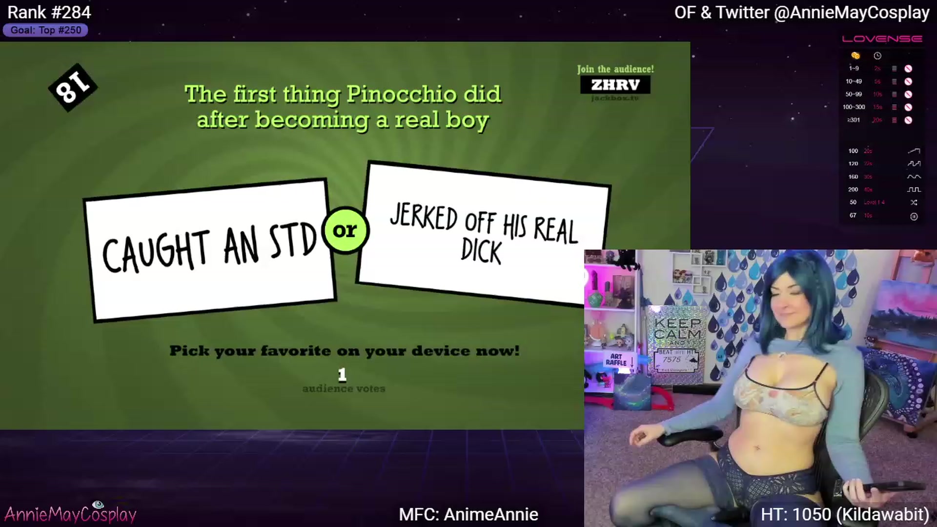 Gallery image thumbnail from AnimeAnnie's myfreecams stream on, 04/20/2023, 02:22 image 5 of 20
