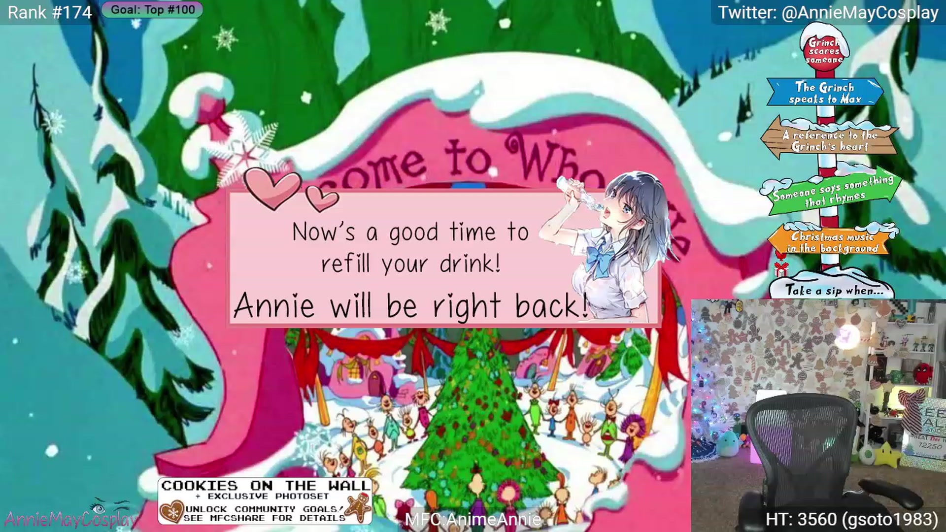 Gallery image thumbnail from AnimeAnnie's myfreecams stream on, 12/24/2023, 05:18 image 8 of 20