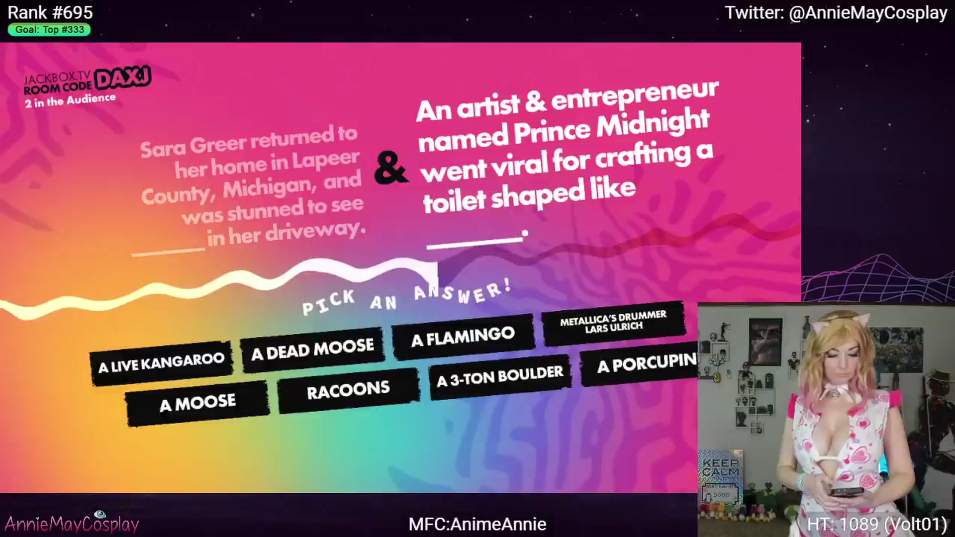 Gallery image thumbnail from AnimeAnnie's myfreecams stream on, 01/21/2024, 04:17 image 11 of 20
