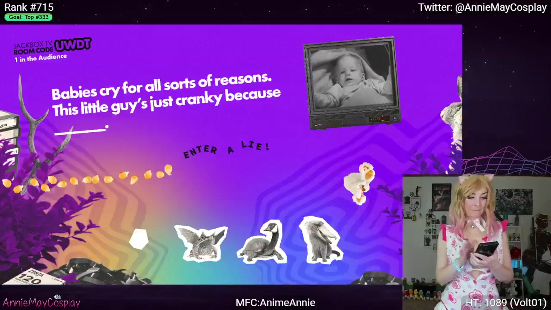 Gallery image thumbnail from AnimeAnnie's myfreecams stream on, 01/21/2024, 04:17 image 2 of 20