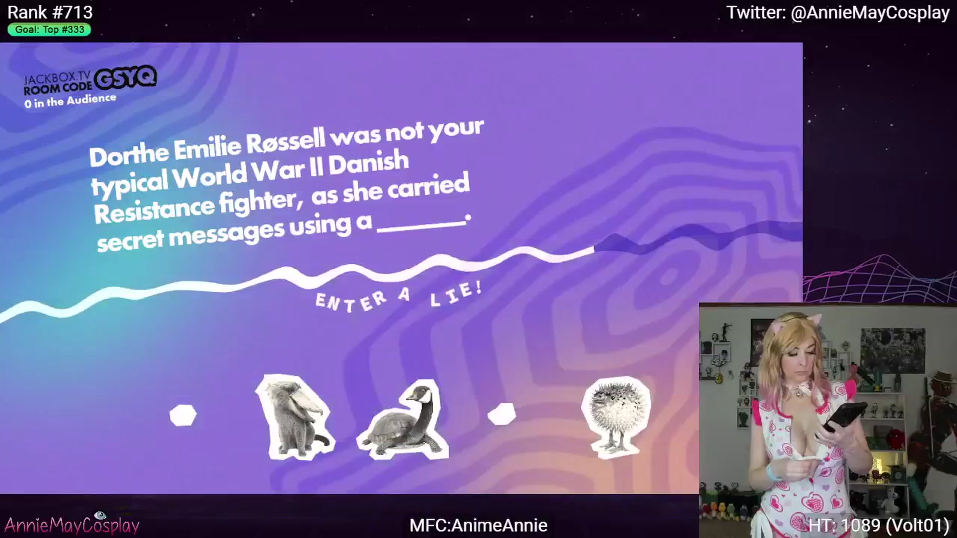 Gallery image thumbnail from AnimeAnnie's myfreecams stream on, 01/21/2024, 04:17 image 5 of 20