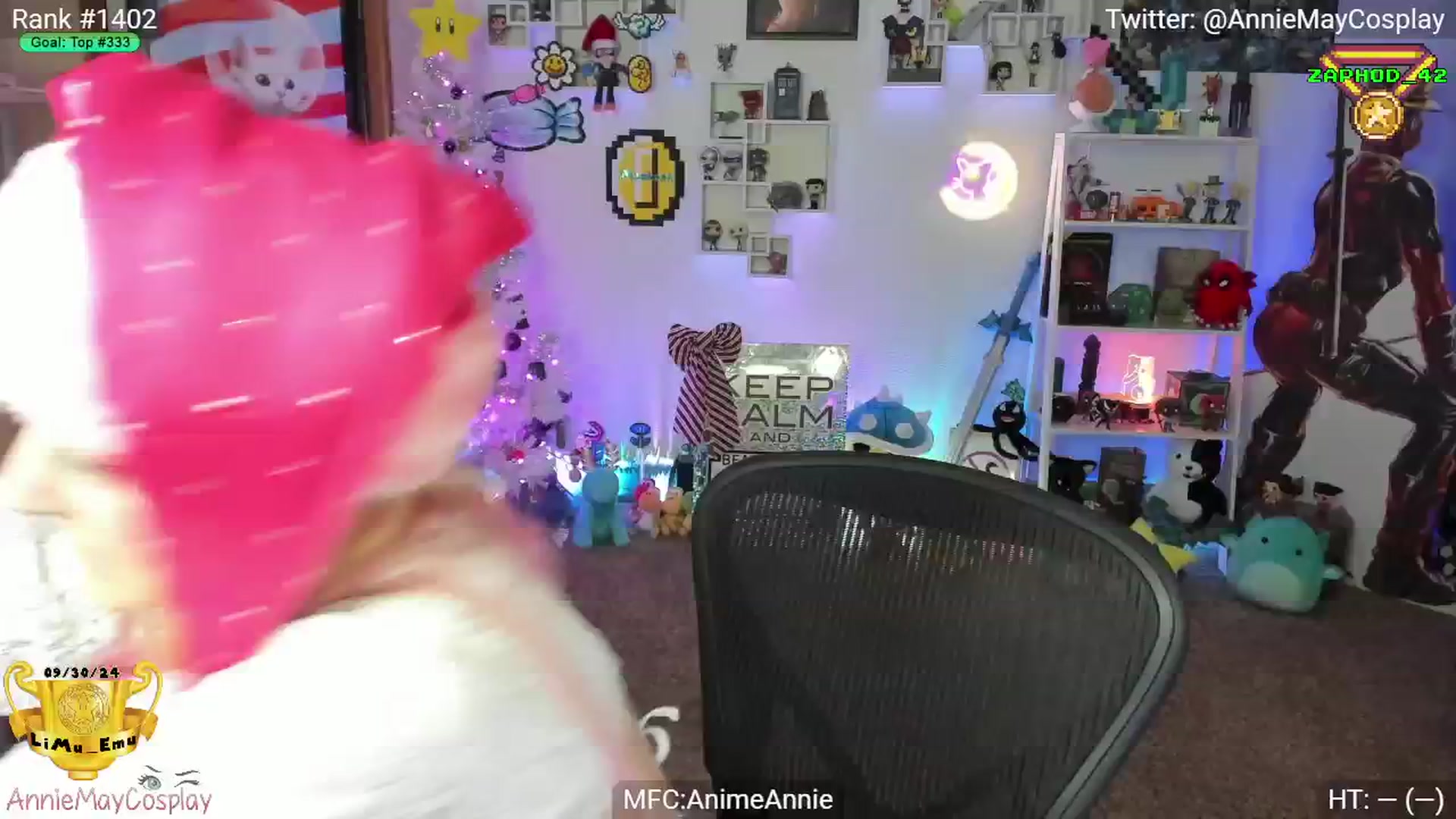 Gallery image thumbnail from AnimeAnnie's myfreecams stream on, 12/10/2024, 04:26 image 1 of 20