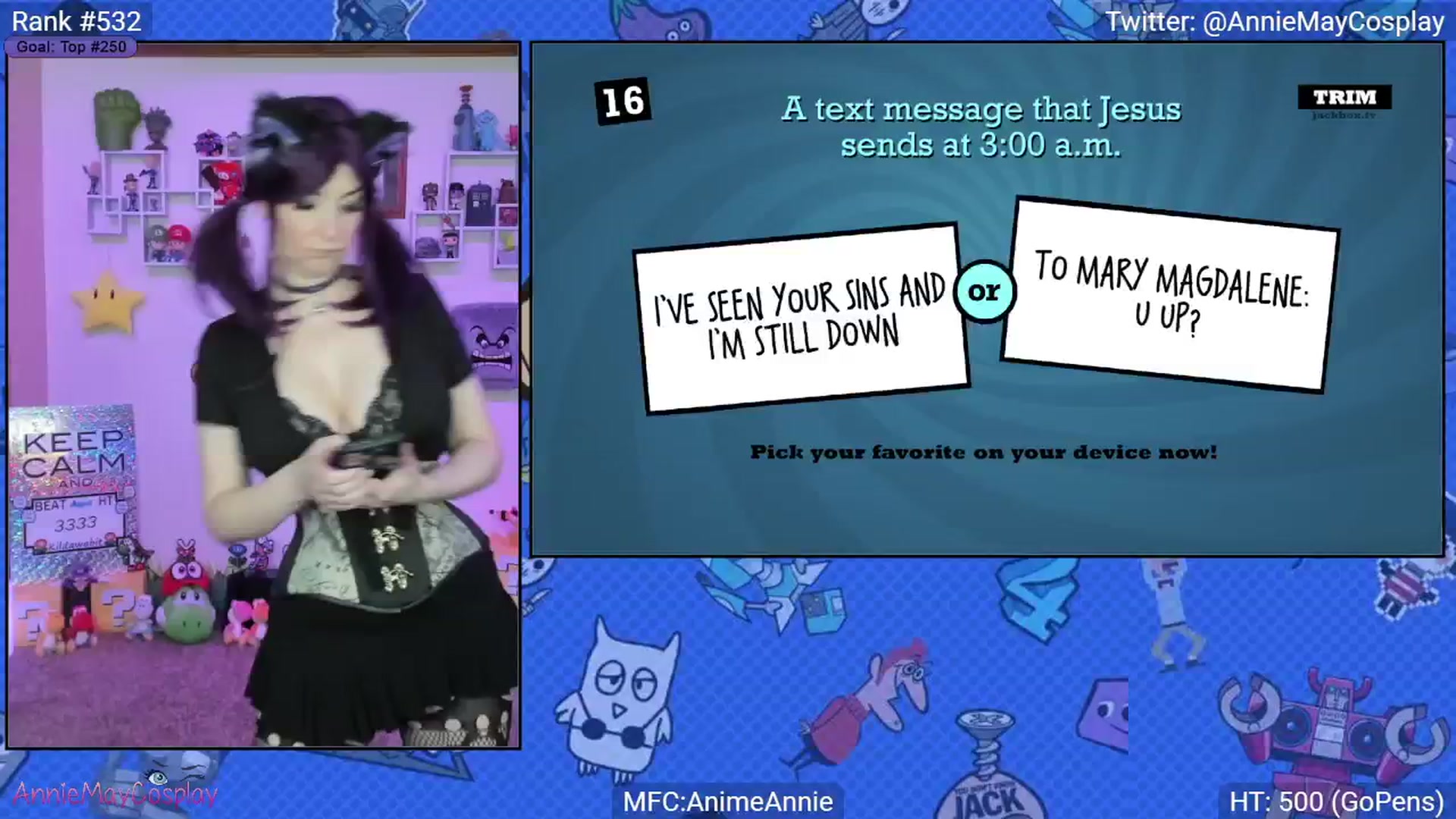 Gallery image thumbnail from AnimeAnnie's myfreecams stream on, 04/13/2025, 03:04 image 12 of 20