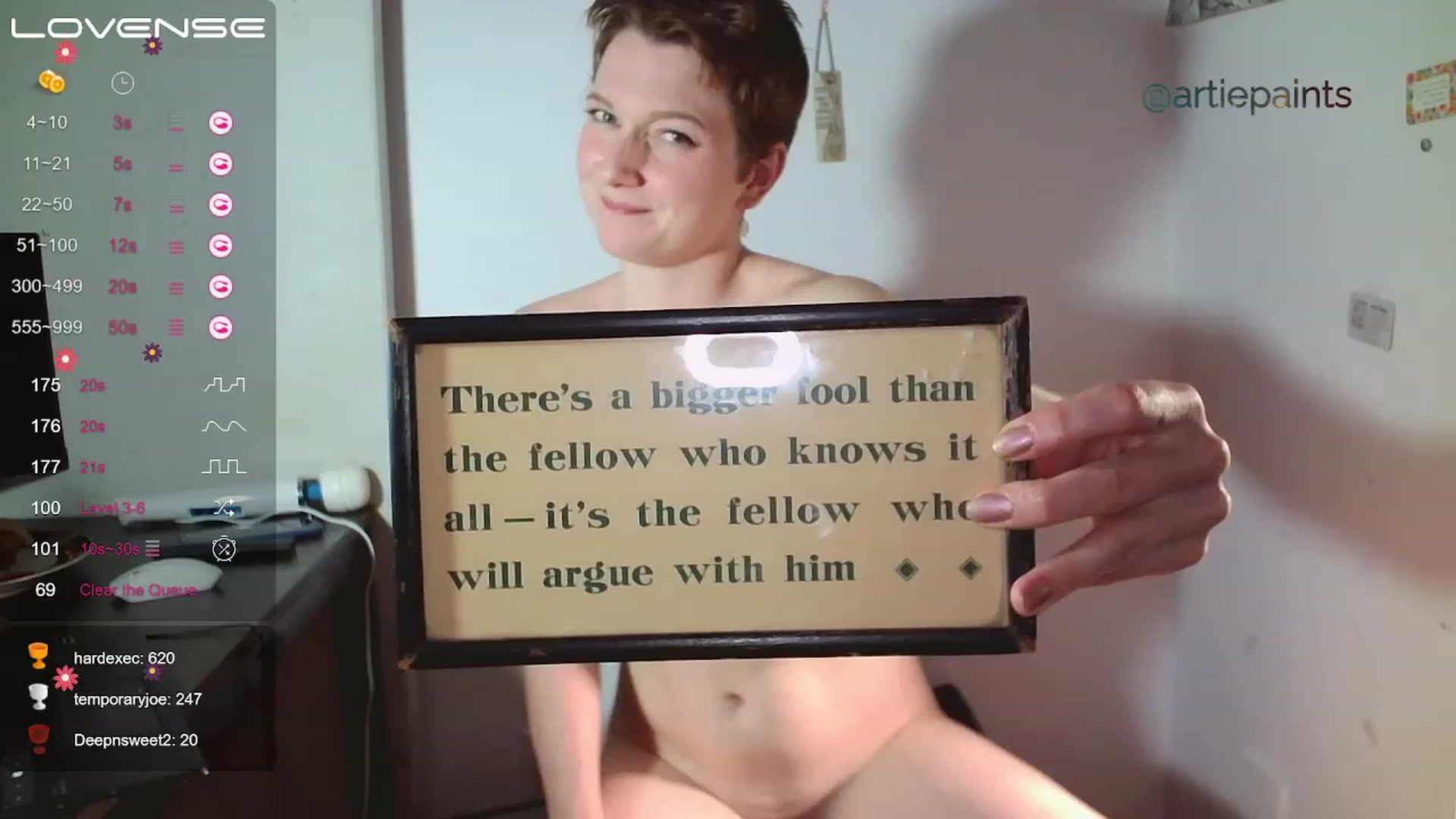 Gallery image thumbnail from ArtiePaints's myfreecams stream on, 06/20/2023, 19:31 image 1 of 20