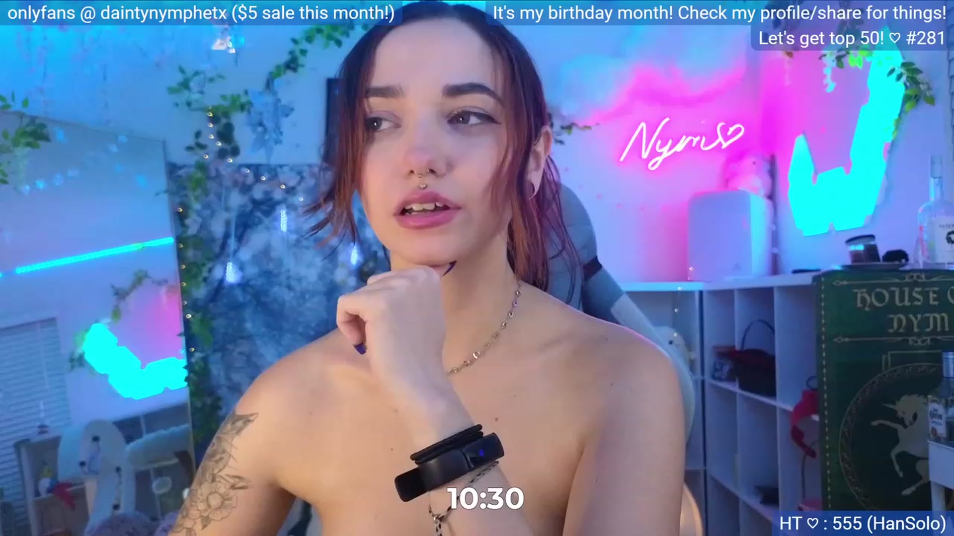 Gallery image thumbnail from BirthdayNym's myfreecams stream on, 12/08/2023, 06:35 image 17 of 20