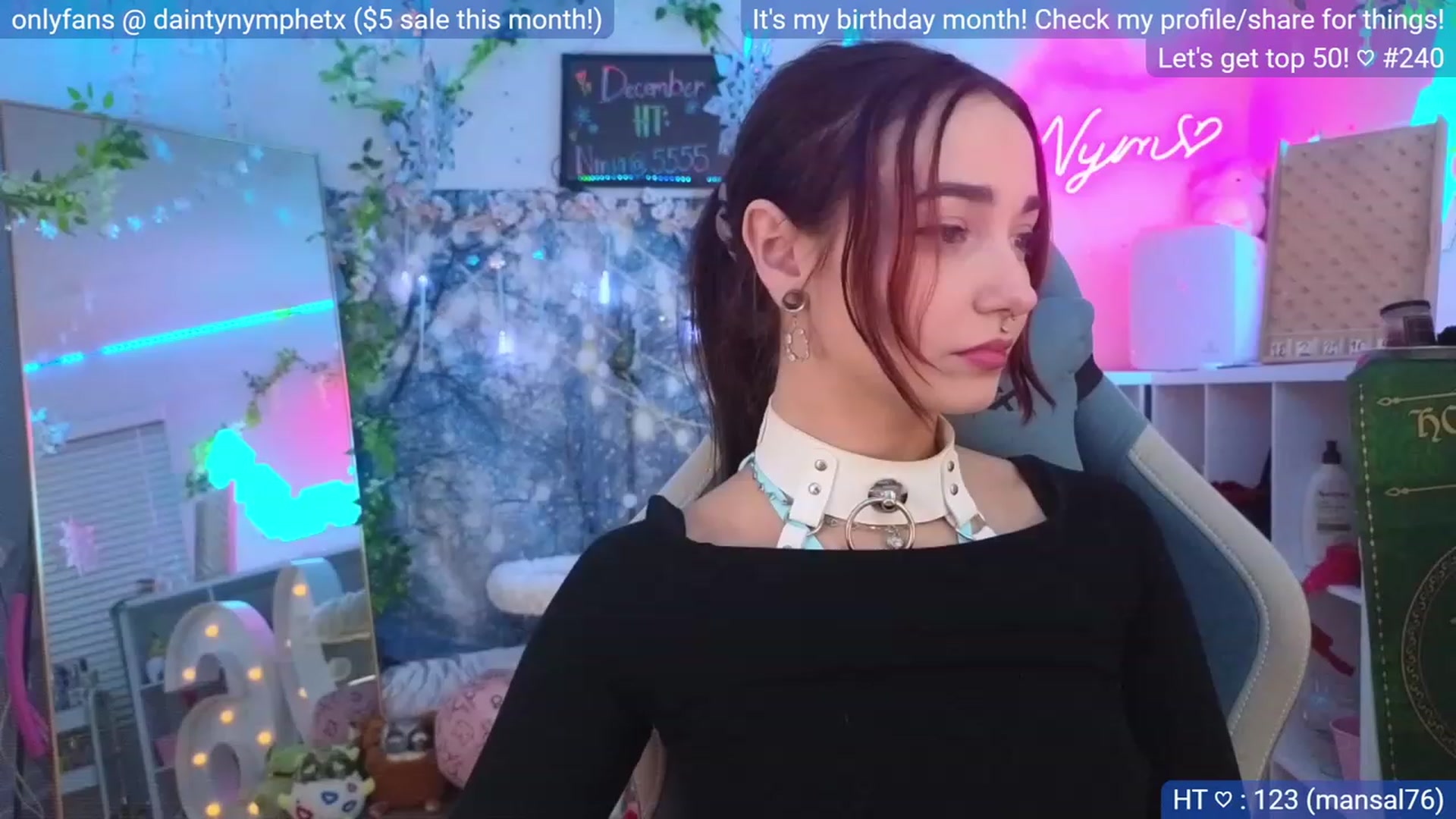 Gallery image thumbnail from BirthdayNym's myfreecams stream on, 12/22/2023, 04:53 image 12 of 20