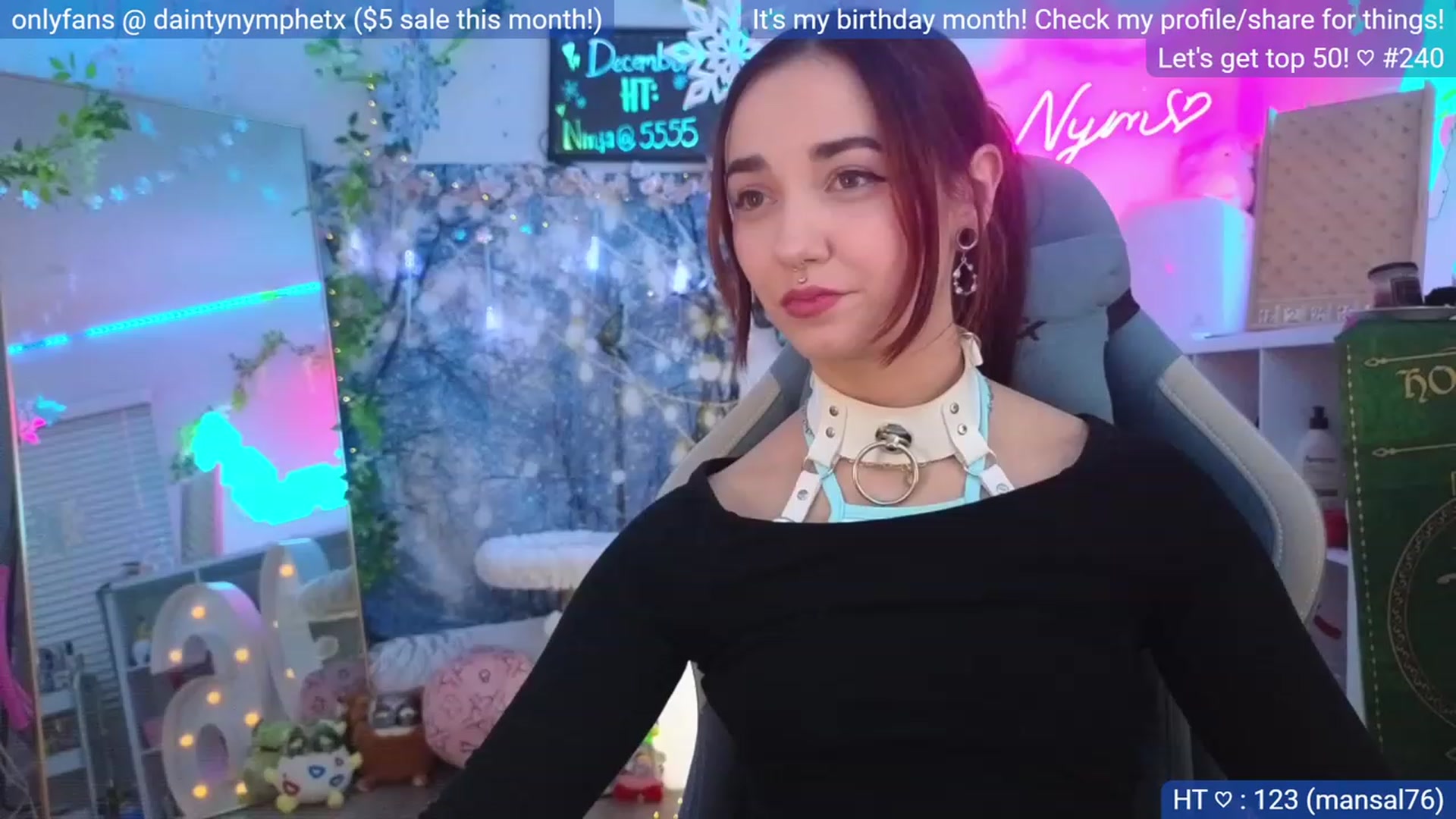 Gallery image thumbnail from BirthdayNym's myfreecams stream on, 12/22/2023, 04:53 image 10 of 20