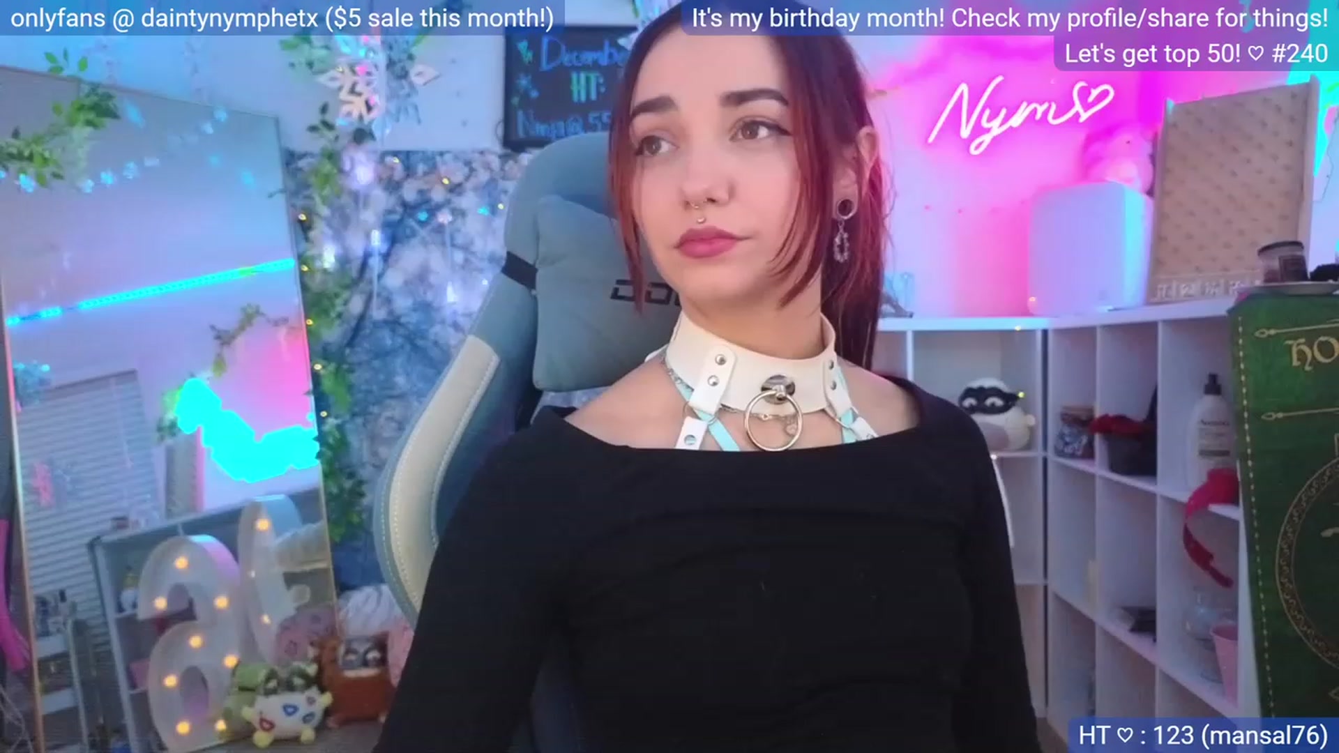 Gallery image thumbnail from BirthdayNym's myfreecams stream on, 12/22/2023, 04:53 image 9 of 20
