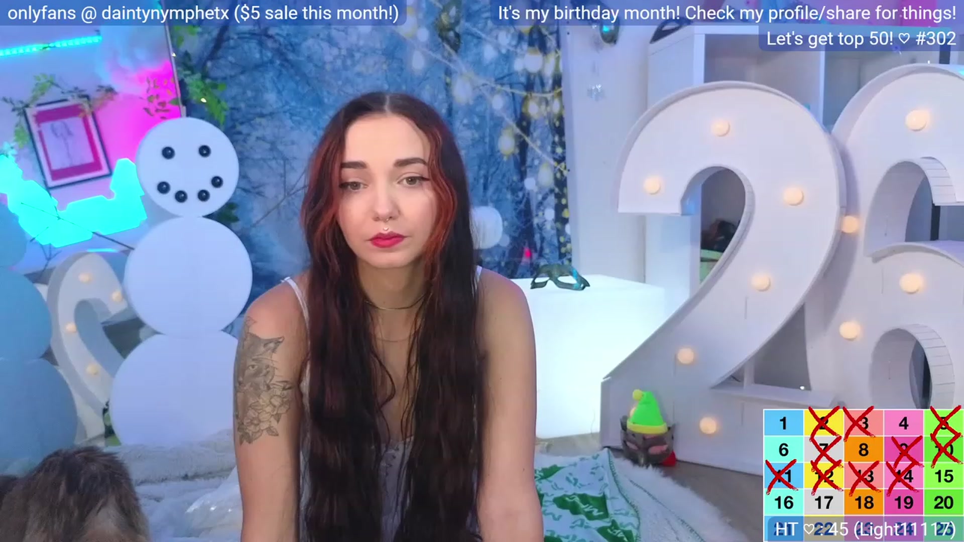 Gallery image thumbnail from BirthdayNym's myfreecams stream on, 12/27/2023, 03:53 image 5 of 20