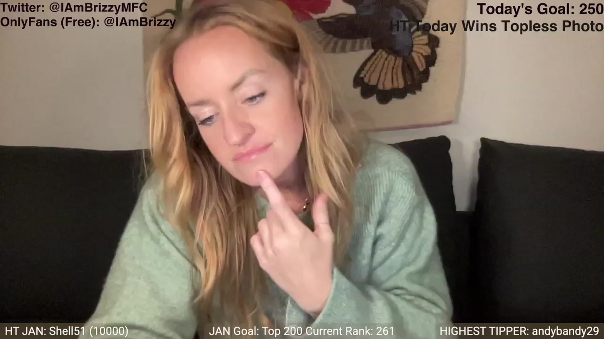 Gallery image thumbnail from Brizzy's myfreecams stream on, 01/09/2024, 19:18 image 19 of 20