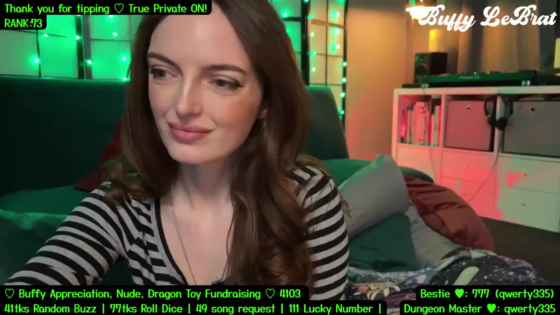 Gallery image thumbnail from BuffyLeBrat's myfreecams stream on, 08/02/2025, 07:11 image 1 of 20