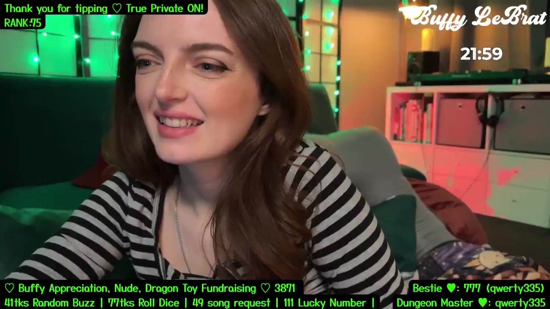 Gallery image thumbnail from BuffyLeBrat's myfreecams stream on, 08/02/2025, 07:11 image 5 of 20