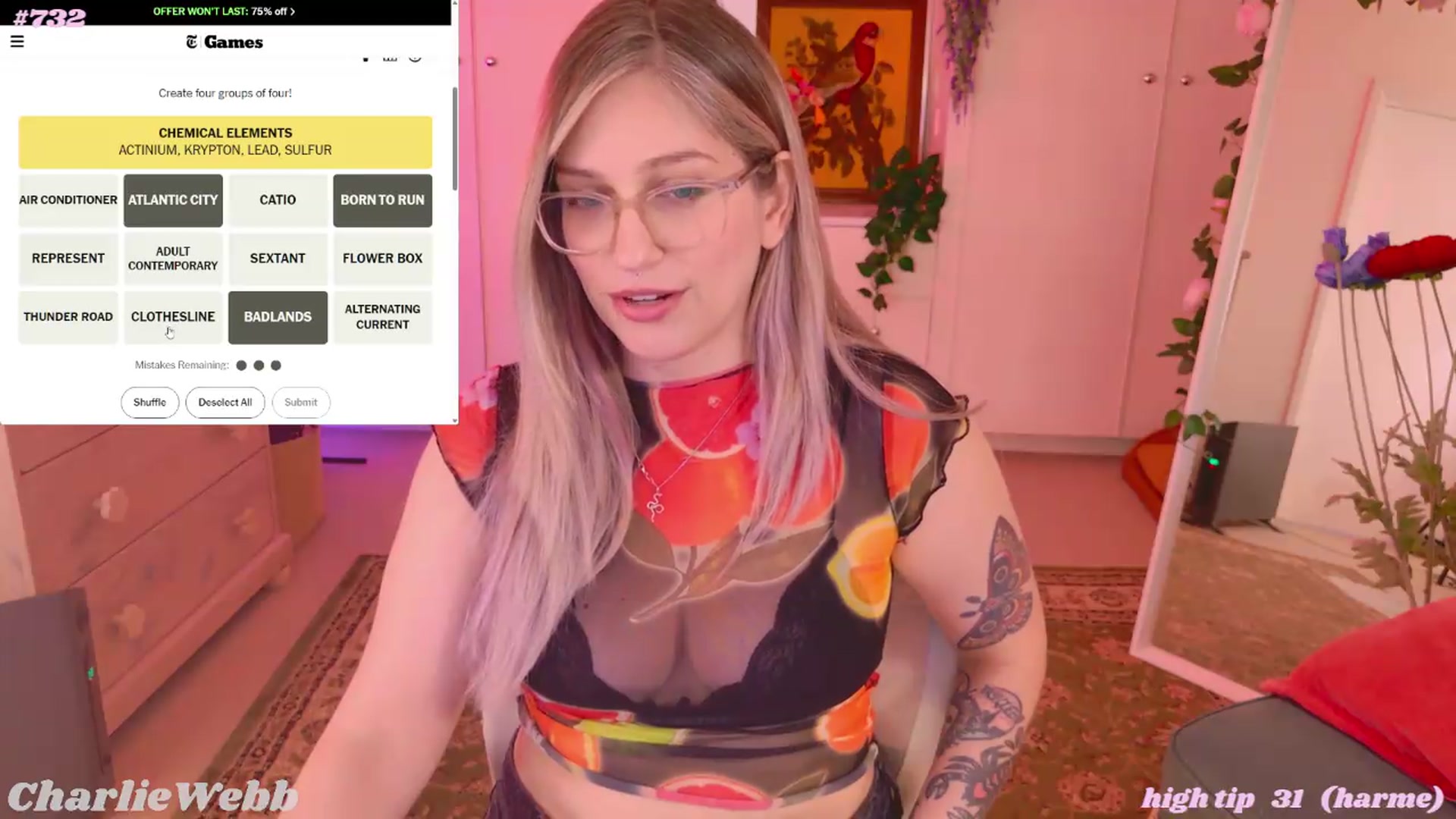 Gallery image thumbnail from CharlieWebb's myfreecams stream on, 09/10/2026, 07:38 image 5 of 20