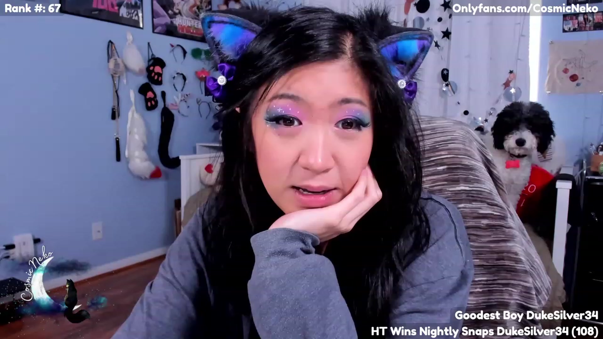 Gallery image thumbnail from CosmicNeko's myfreecams stream on, 07/01/2023, 18:00 image 1 of 20