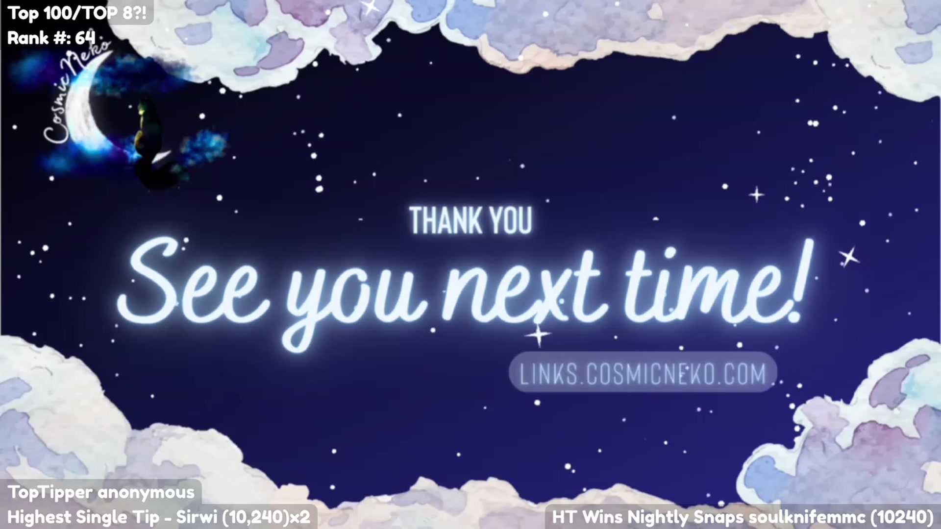 Gallery image thumbnail from CosmicNeko's myfreecams stream on, 07/15/2023, 04:43 image 20 of 20