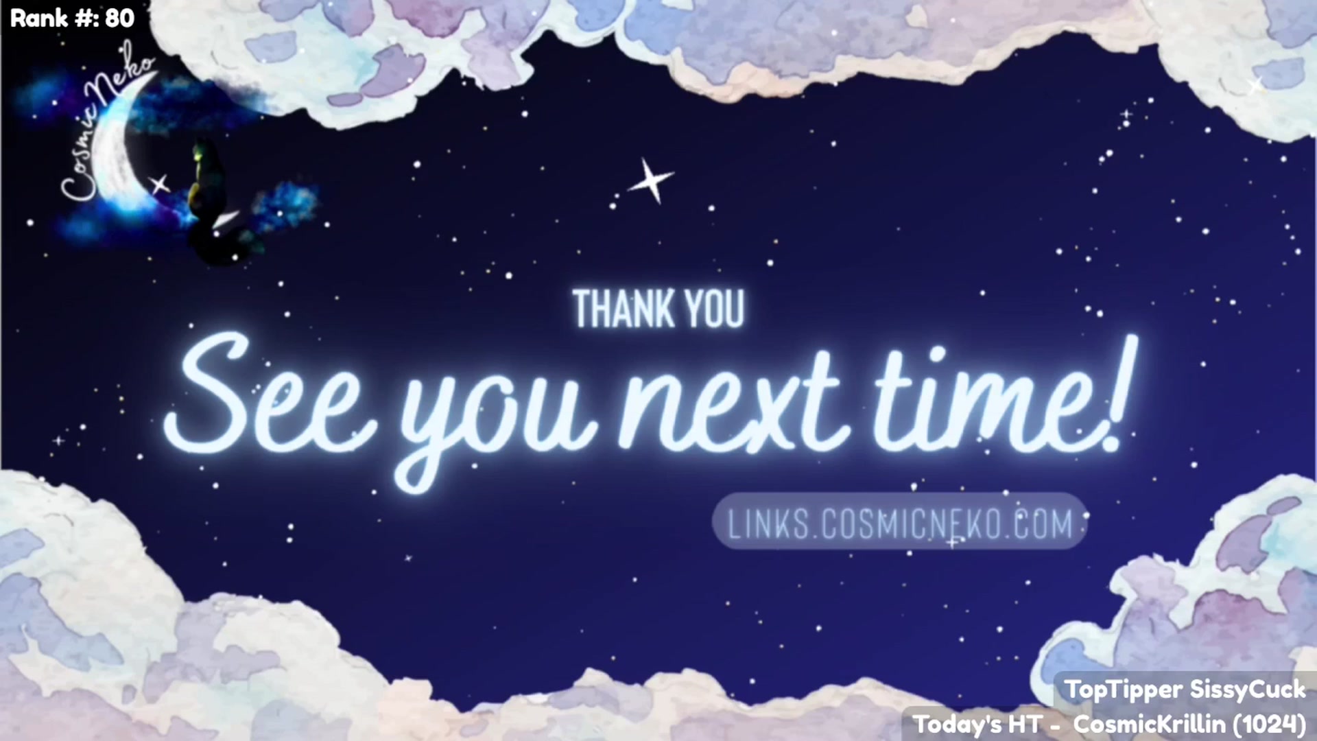 Gallery image thumbnail from CosmicNeko's myfreecams stream on, 10/02/2025, 02:15 image 20 of 20