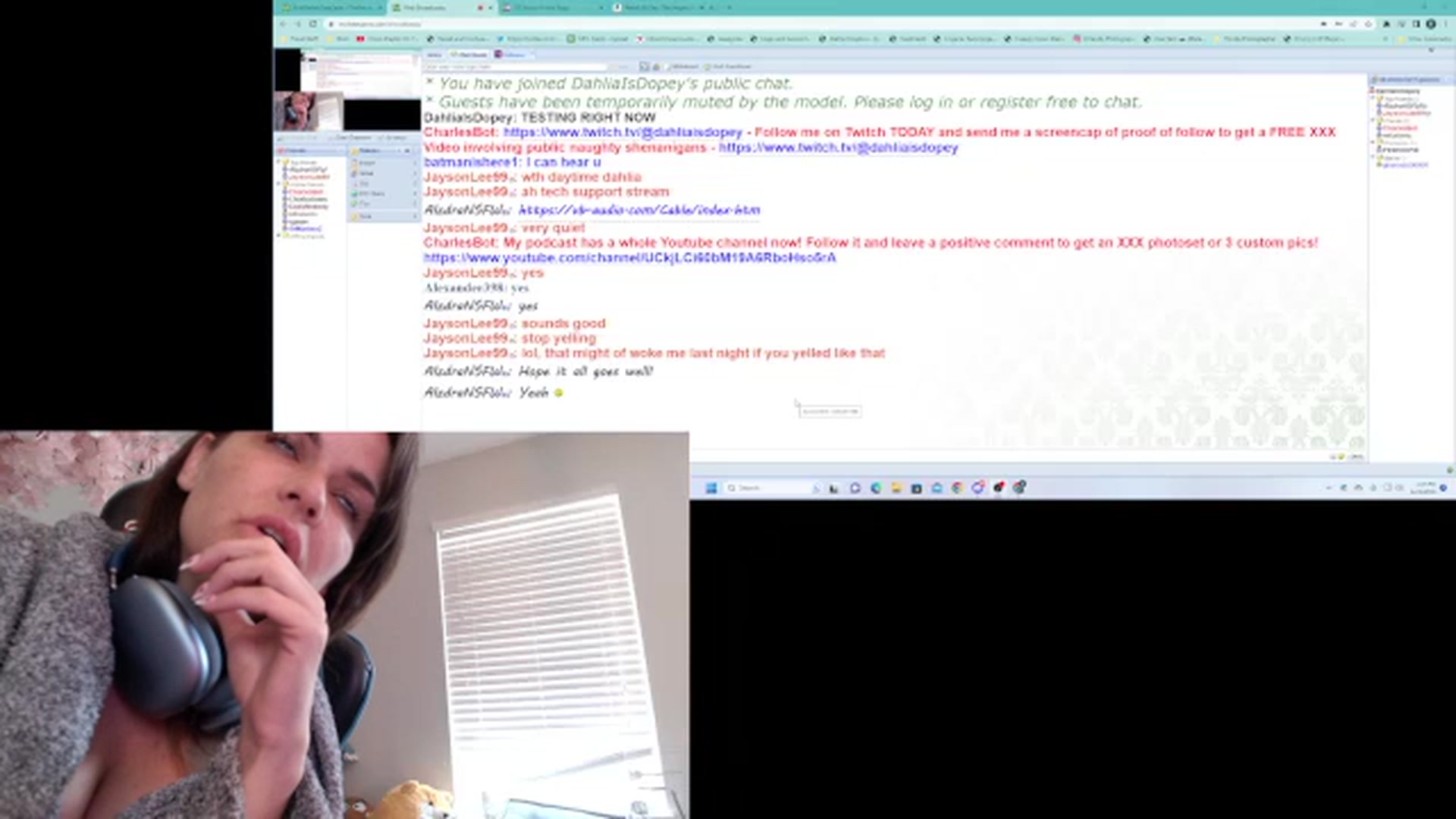 Gallery image thumbnail from DahliaIsDopey's myfreecams stream on, 06/22/2023, 18:00 image 10 of 20
