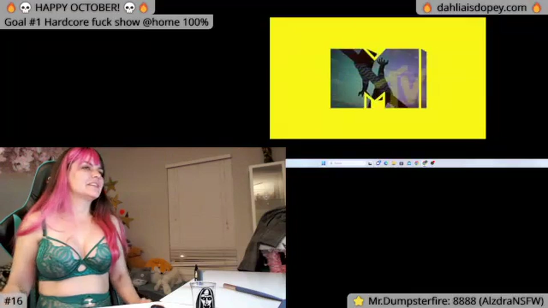 Gallery image thumbnail from DahliaIsDopey's myfreecams stream on, 10/20/2023, 05:02 image 18 of 20