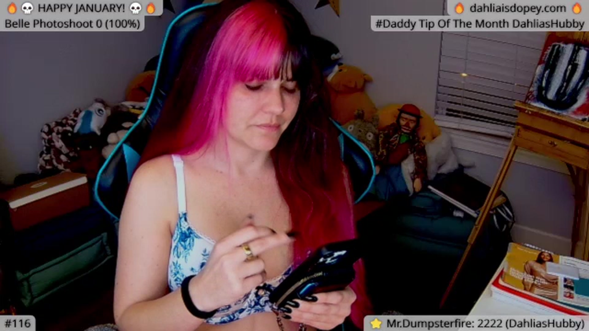 Gallery image thumbnail from DahliaIsDopey's myfreecams stream on, 01/11/2024, 02:37 image 7 of 20